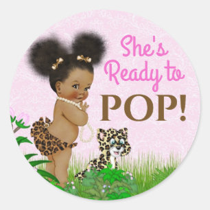 Meisje Safari Baby Shower Favor Sticker