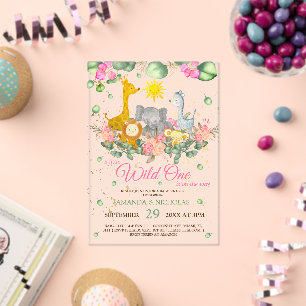 Meisje Safari Bloemen Baby shower Acryl Uitnodigingen