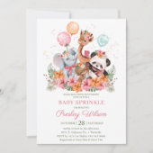 Meisje Safari Dieren Baby Sprinkle Kaart (Voorkant)