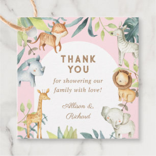 Meisje safari dieren boho baby shower bedankjes labels