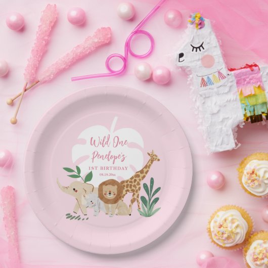 Meisje Safari Verjaardagsfeestje Papier Borden Papieren Bordje (Feest)
