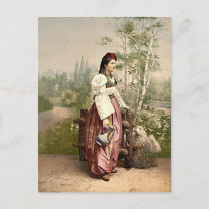 Meisje Sarajevo, Bosnië, Oostenrijks-Hongaarse kla Briefkaart