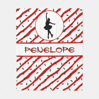 Meisje Schaatsen Kerstmis Sprinkle gepersonaliseer Fleece Deken