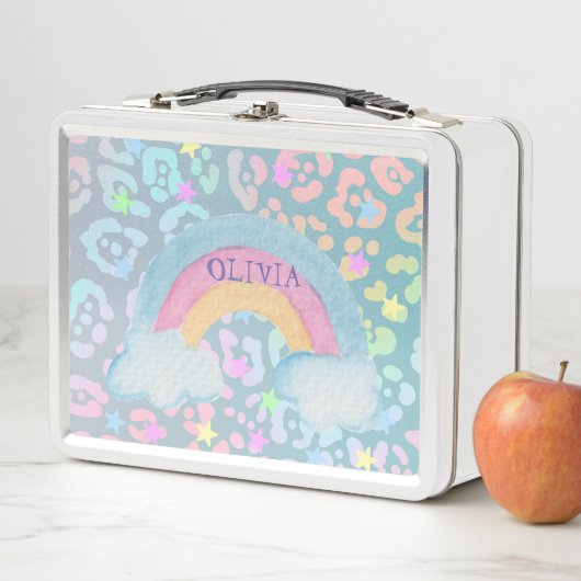 Meisje Schattig Regenboog Kinder Terug naar school (In situ)