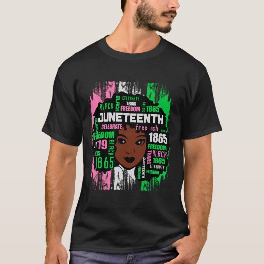 Meisje Schattige Aka Juneteenth T-shirt Zwart Gesc (Voorkant)