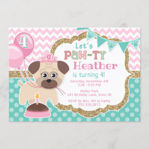 Meisje Schattige Princess Puppy Pawty Verjaardagsu Kaart