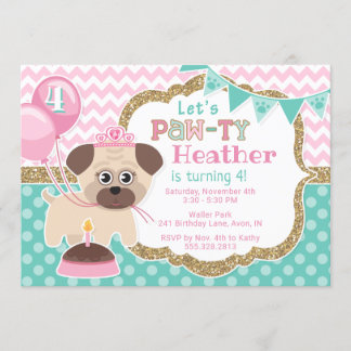 Meisje Schattige Princess Puppy Pawty Verjaardagsu Kaart