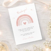 Meisje Schattige Roze Regenboog Waterverf Verjaard Bedankkaart