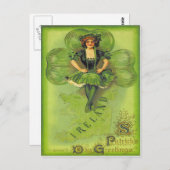 meisje Shamrock Ireland St Patrick's Day Auto Briefkaart (Voorkant / Achterkant)