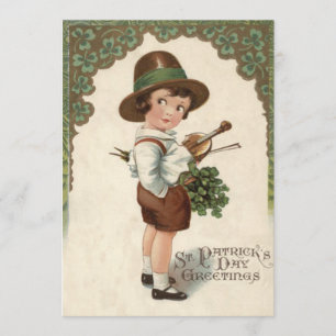 Meisje Shamrock Viool St. Patrick's Dag Kaart