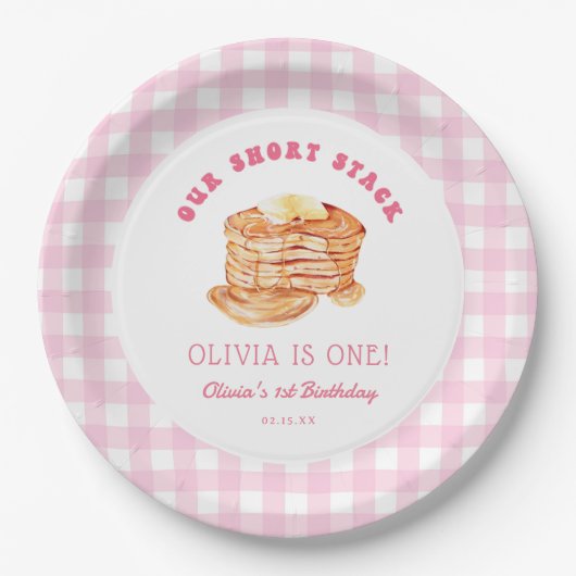 Meisje Short Stack Pannenkoek Ontbijt Verjaardagsf Papieren Bordje (Voorkant)