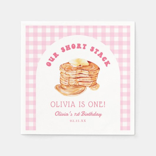 Meisje Short Stack Pannenkoeken Ontbijt Verjaardag Servet (Voorkant)