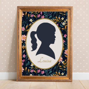 Meisje Silhouet Floral Cottagecore Perfect Poster