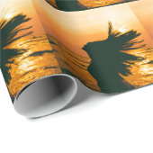 Meisje silhouet, zee zonsondergang, vrijheid. cadeaupapier (Rol Hoek)