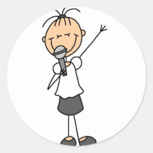 Meisje Singer Stick Figuur Stickers Sticker