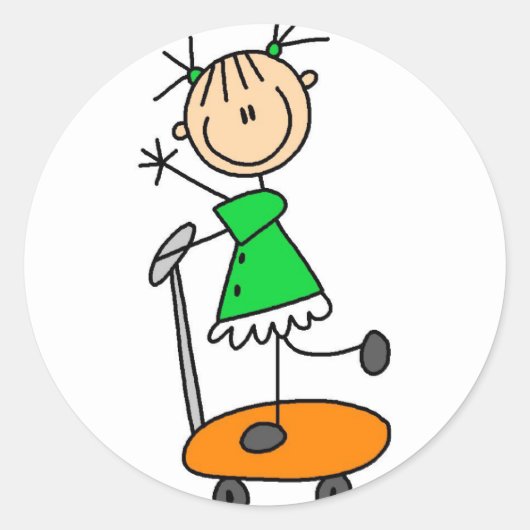 Meisje Skateboarden Stickers Sticker (Voorkant)