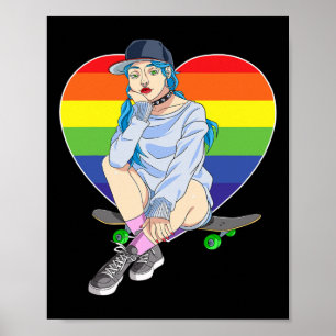 Meisje Skateboarder Skater Meisjes Skateboarden Re Poster