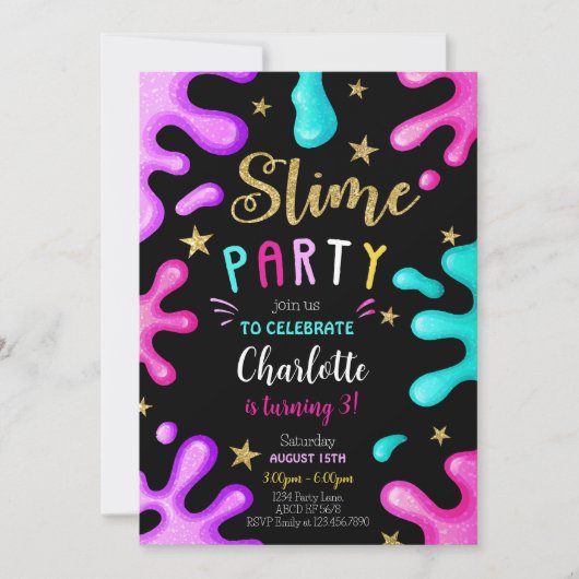 Meisje Slime Party Verjaardag Kaart (Voorkant)