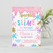 Meisje slime verjaardagsfeest uitnodiging, Slime. Kaart (Staand voorkant)
