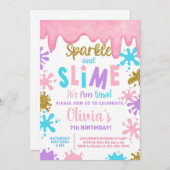 Meisje slime verjaardagsfeest uitnodiging, Slime. Kaart (Voorkant / Achterkant)