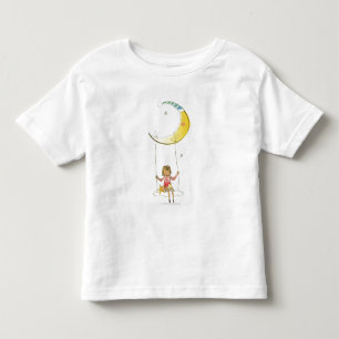 Meisje slingerend op een touw hangend aan halve ma kinder shirts