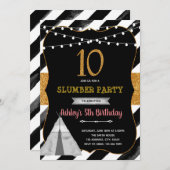 Meisje sluimer 10e feest Uitnodiging (Voorkant / Achterkant)