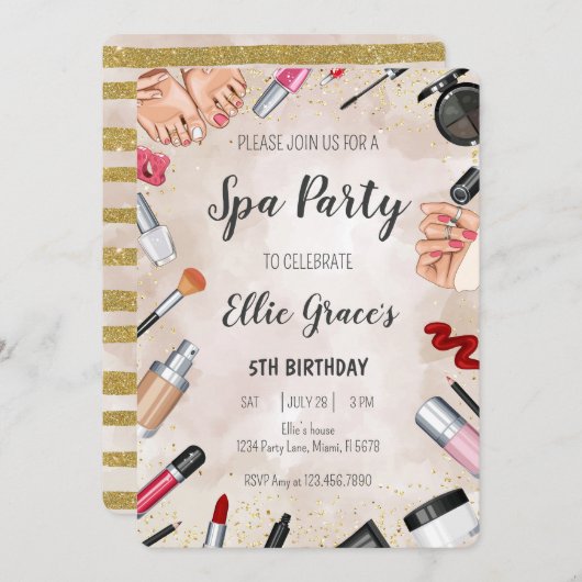 Meisje Spa make-up verjaardagsfeestje Kaart (Voorkant / Achterkant)