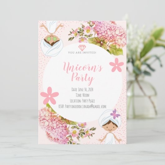 Meisje Spa Party Uitnodiging (Staand voorkant)