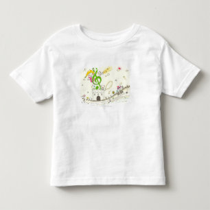 Meisje speelt met muzieknotities thuis kinder shirts