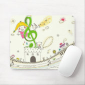 Meisje speelt met muzieknotities thuis muismat (Met muis)