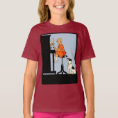 Meisje speelt piano, hond, retro stijl t-shirt (Voorkant)