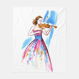 Meisje speelt viool fleece deken