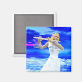 Meisje-spelflute Magneet (Voorkant / Achterkant)