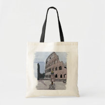 Meisje staat voor het Colosseum.