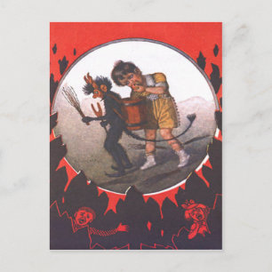 Meisje steelt appel van Krampus Briefkaart