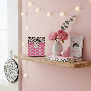 Meisje stippen en dieren print monogram fotoplaat