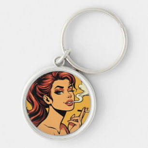 Meisje Stoner Stripboek pop art Rokers verlief Sleutelhanger