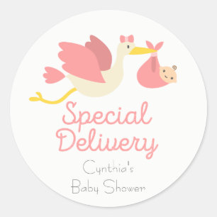 Meisje Stork Baby shower Stickers