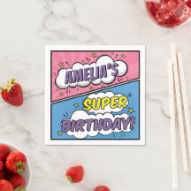 Meisje stripboek stijl superheld verjaardag
