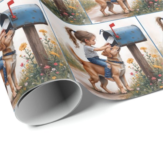 Meisje stuurt een brief cadeaupapier (Rol Hoek)