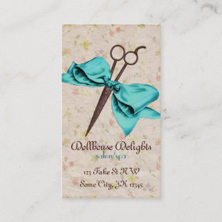 meisje stylist blauw boogschaar klantenkaartje
