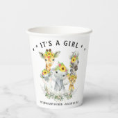 Meisje Sunflowe Safari Dier Baby shower Papieren k Papieren Bekers (Achterkant)