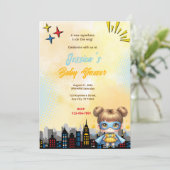 Meisje superheld Baby shower Kaart (Staand voorkant)