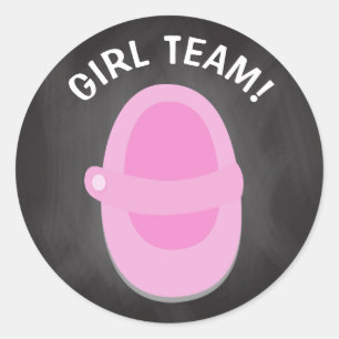 MEISJE TEAM Classic Ronde Sticker, GESLACHT ONTHUL Sticker