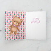 meisje teddy Happy 1st Birthday! Kaart (Binnen)