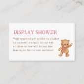 Meisje Teddybeer Baby Shower Display Shower Inlay Informatiekaartje (Voorkant)