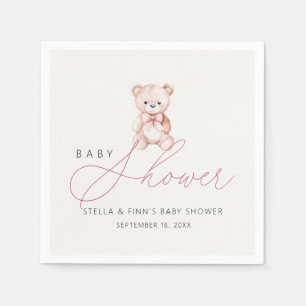 Meisje teddybeer babyshower papier servet
