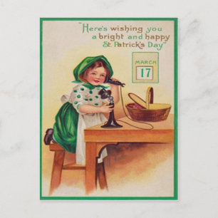 Meisje Telefoon St Patrick's Day Kaart