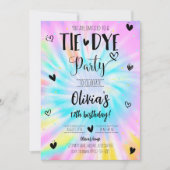 Meisje Tie Dye Verjaardagsfeestje Kaart (Voorkant)