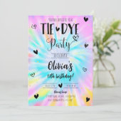 Meisje Tie Dye Verjaardagsfeestje Kaart (Staand voorkant)